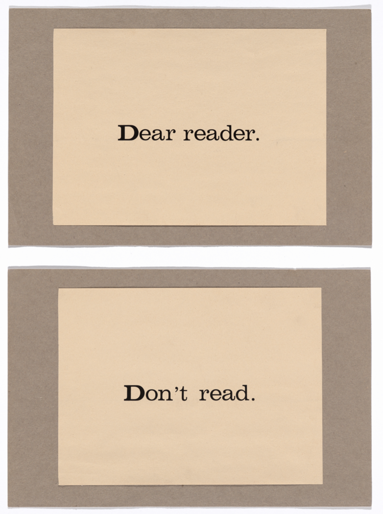 Ulises Carrión, Dear Reader, Don't Read
